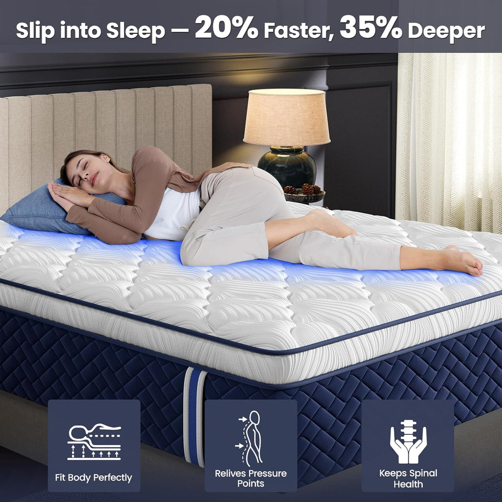 Medium Firm King Mattress 14 Inch - Hotel Collection Hybrid Mattress with 5-Zone Support, Luxury Sleep Comfort, Extra