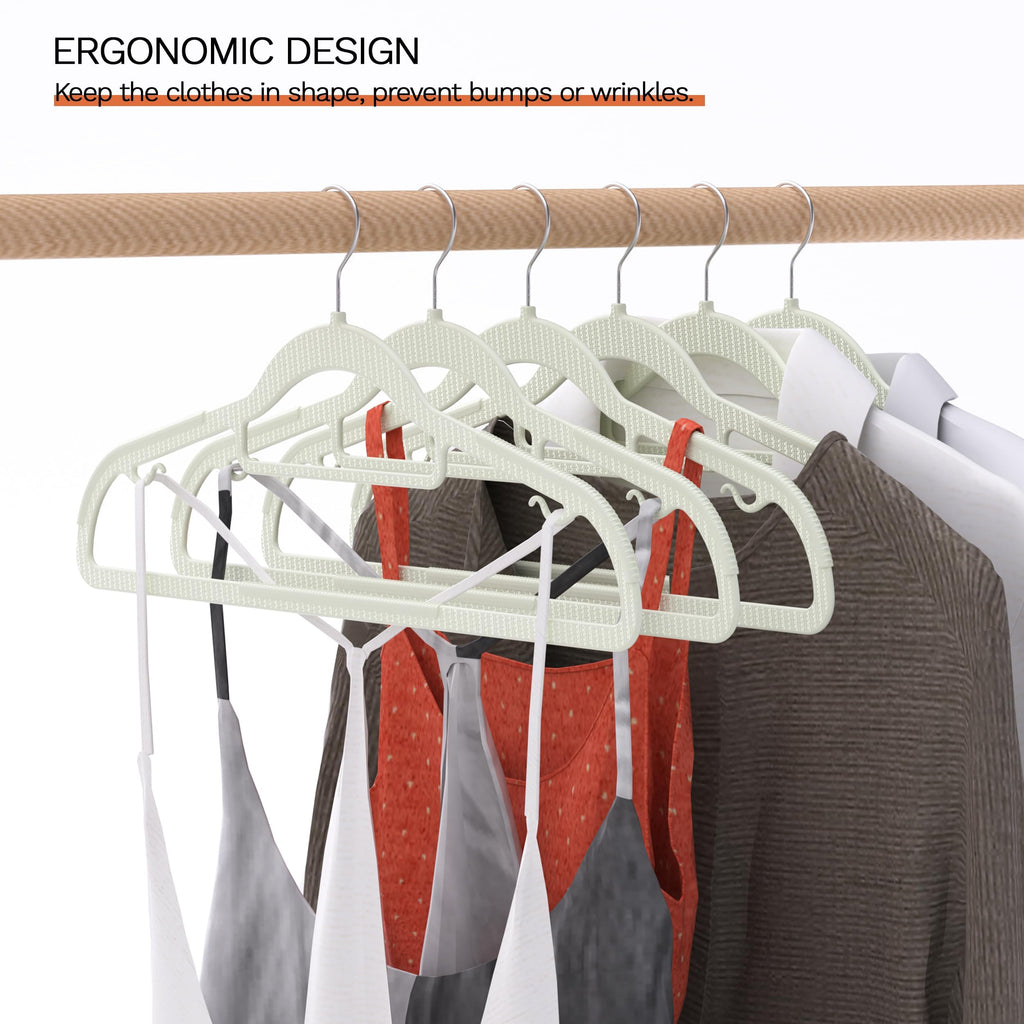 60 Pack Thin Space Saving Hangers, Slim Clothes Hangers with Raised Textured and 360° Hook - Plastic Hanger, Closet