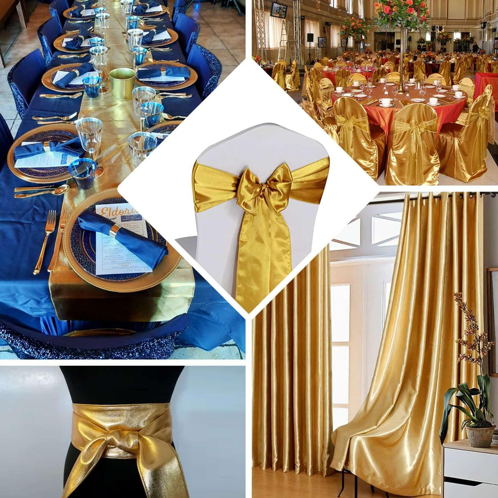54" x 10 Yards Super Shiny Polyester Fabric Bolt Wedding Party Bows Decoration Sewing Craft Bridal Supplies - Gold