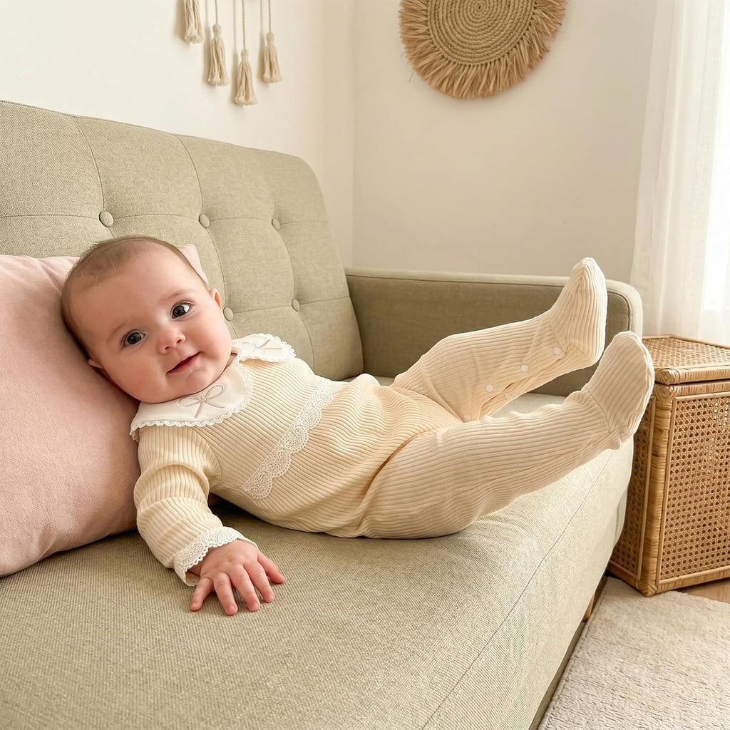 Newborn Coming Home Outfit Footed Romper Baby Girl Fall Clothes