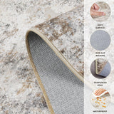 8ft Round Area Rug Living Room Rugs - 8x8 Washable Neutral Modern Abstract Soft Thin Rug Indoor Floo