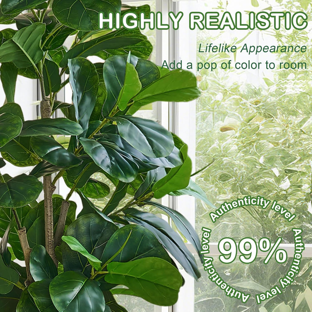 Artificial Fiddle Leaf Fig Tree 6FT(71in), Tall Fake Floor Plants with 150 Large Realistic Leaves in Plastic Pot