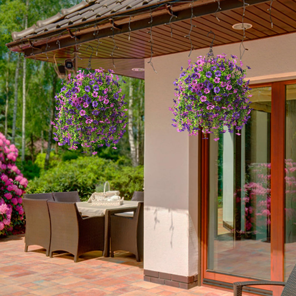 Artificial Hanging Flowers for Outdoors Spring Decoration, 2PCS Silk Fake Daisy Realistic Outdoor Flowers UV