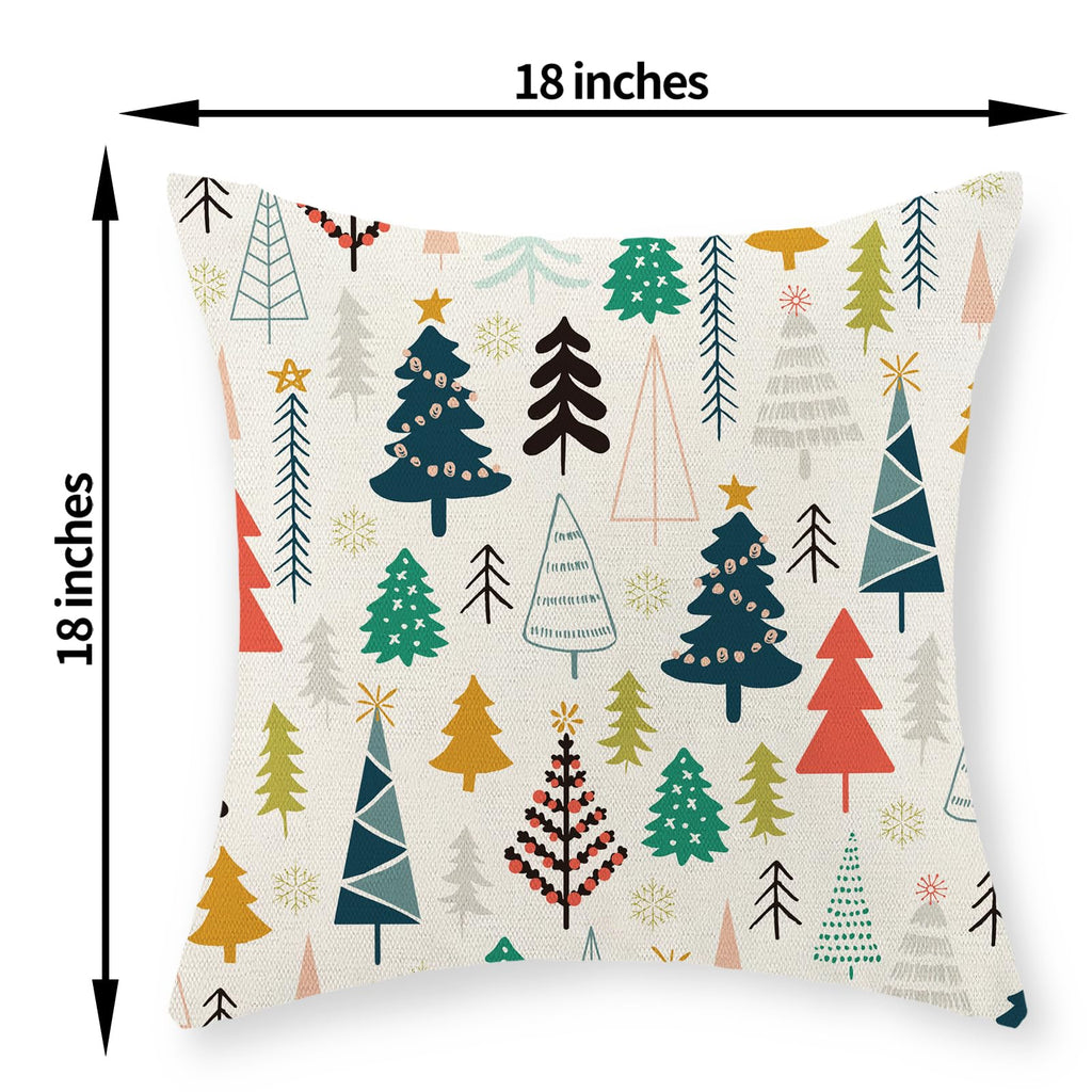 Christmas Pillow Covers 16x16 Set of 2 Colorful Geometric Christmas Tree Throw Pillows Christmas Decor Pillowcase