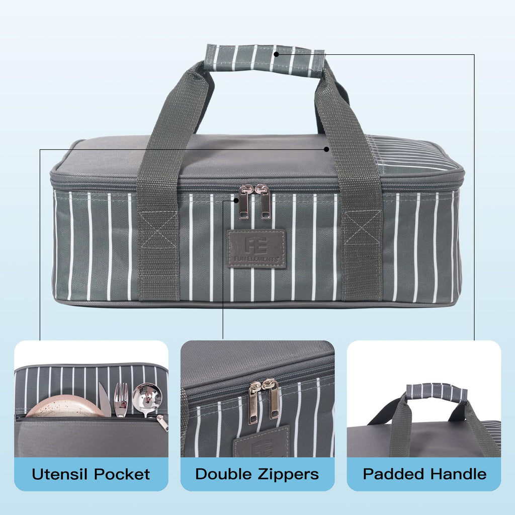 Casserole Carrier for Hot or Cold Food, Insulated Casserole Dish Carrier, Thermal Lasagna Lugger Tote for Potluck