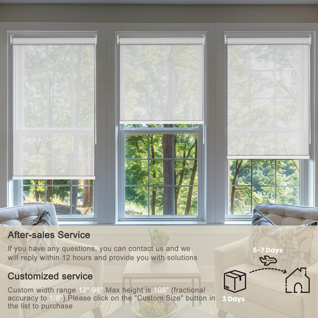 Light Filtering Roller Shades for Windows 5% Openness Solar Shades UV Protection Light Filtering Roller Blinds Solar