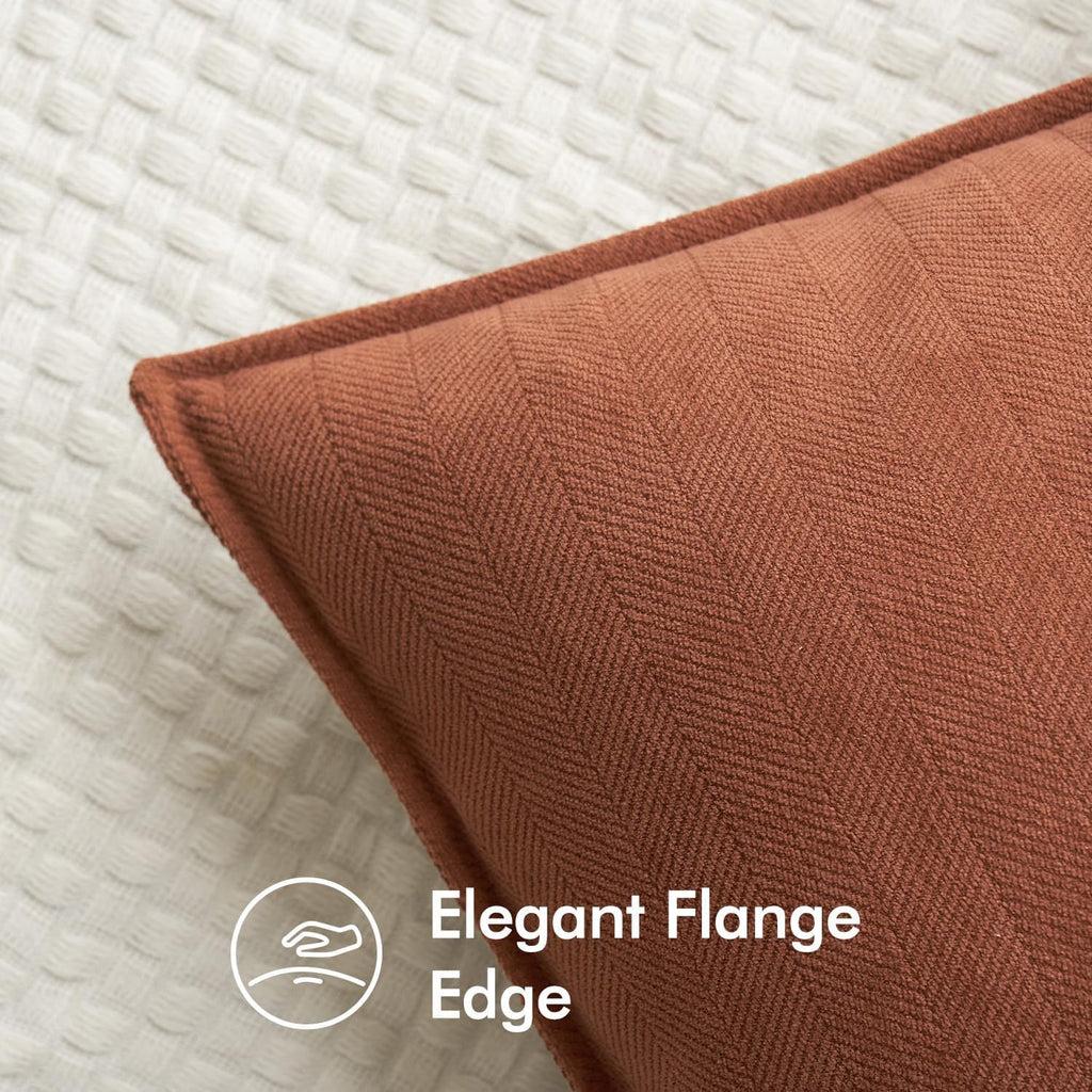 Pack of 2 Fall Burnt Orange Decorative Chenille Pillow Covers 18x18