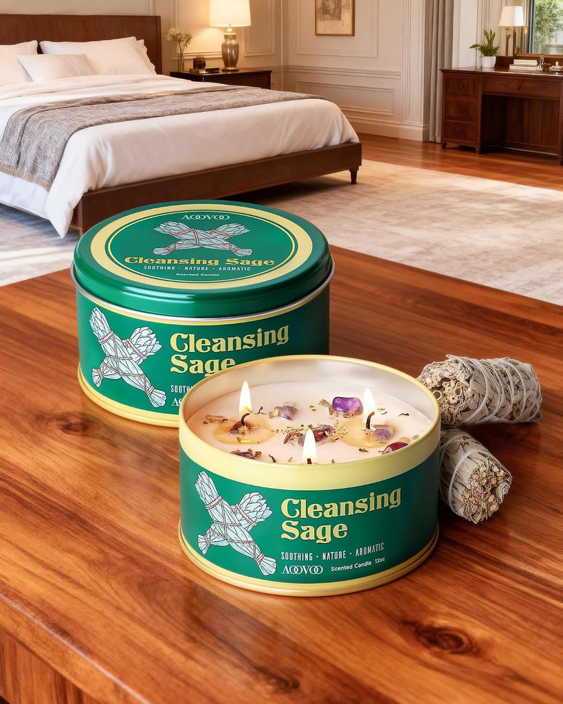 Sage Candle for Cleansing - 2 Pack Scented Candles - Set of 2