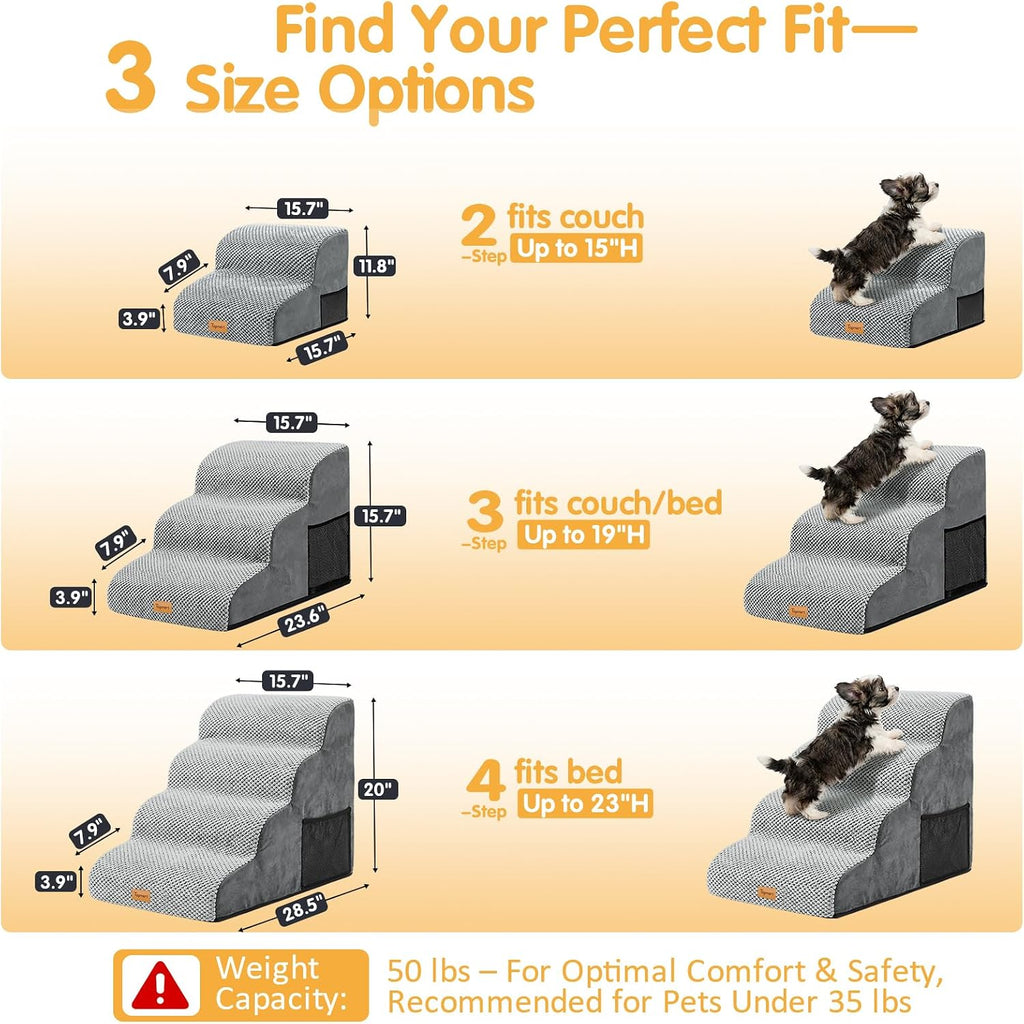 3 Tiers Foam Dog Ramps/Steps, Non-Slip Pet Steps