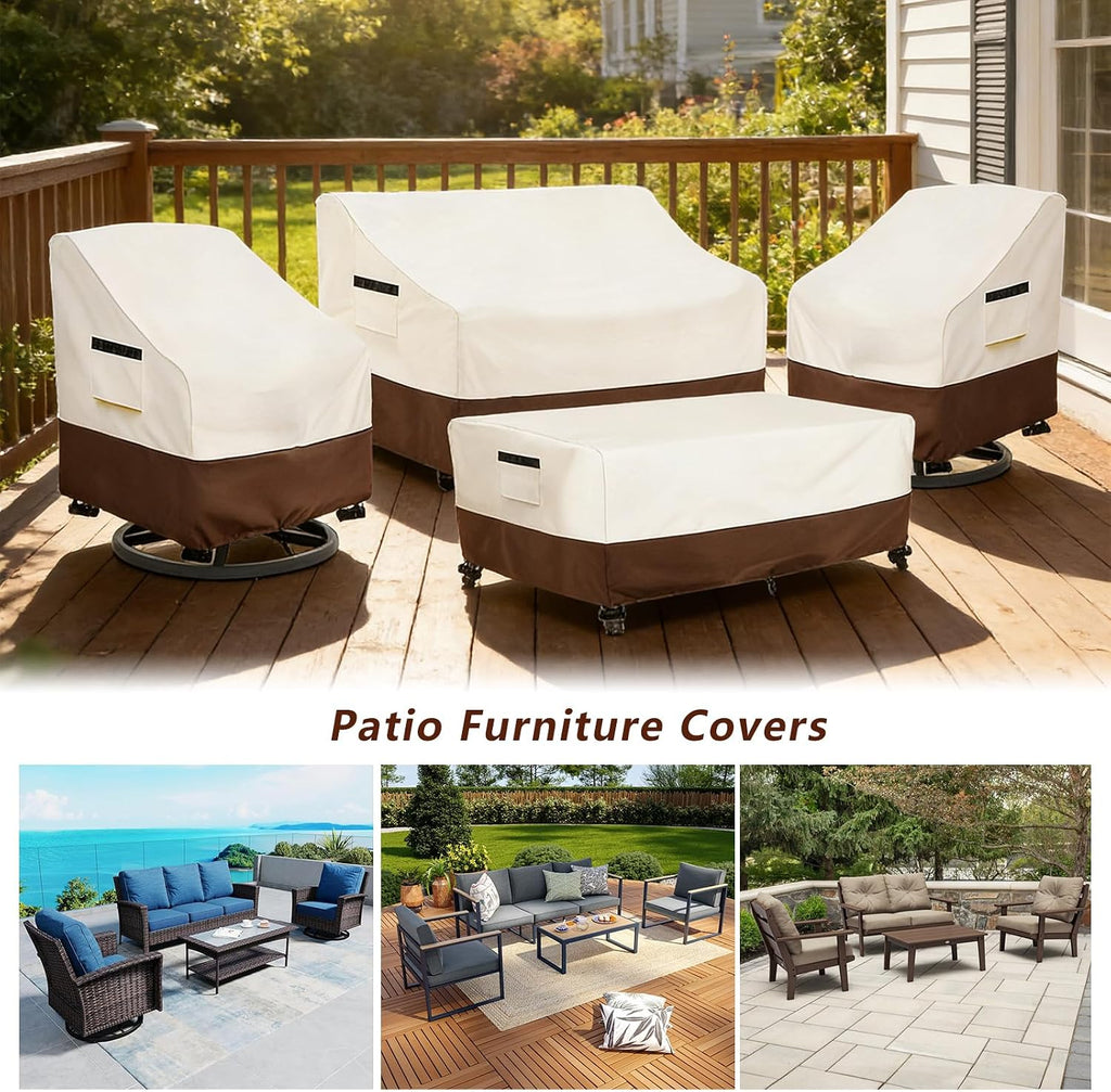 Patio Furniture Covers 4 Piece Set, 600D Heavy Duty Outdoor Furniture Covers Waterproof 3-Seater Sofa,Swivel Rocker