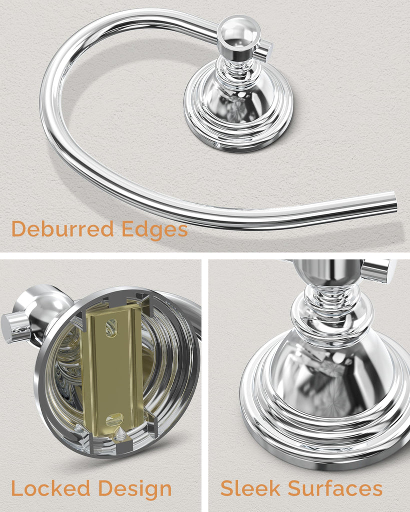 Chrome Towel Ring Wall Mounted, Towel Holder 2 Pack