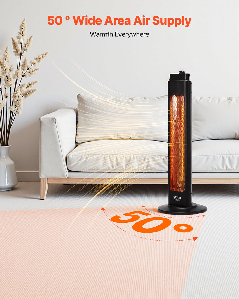 Infrared Heater, 1500W, Electric Space Heater with 3 Speeds & 24H Timer & Multiple Security Protections, Quality