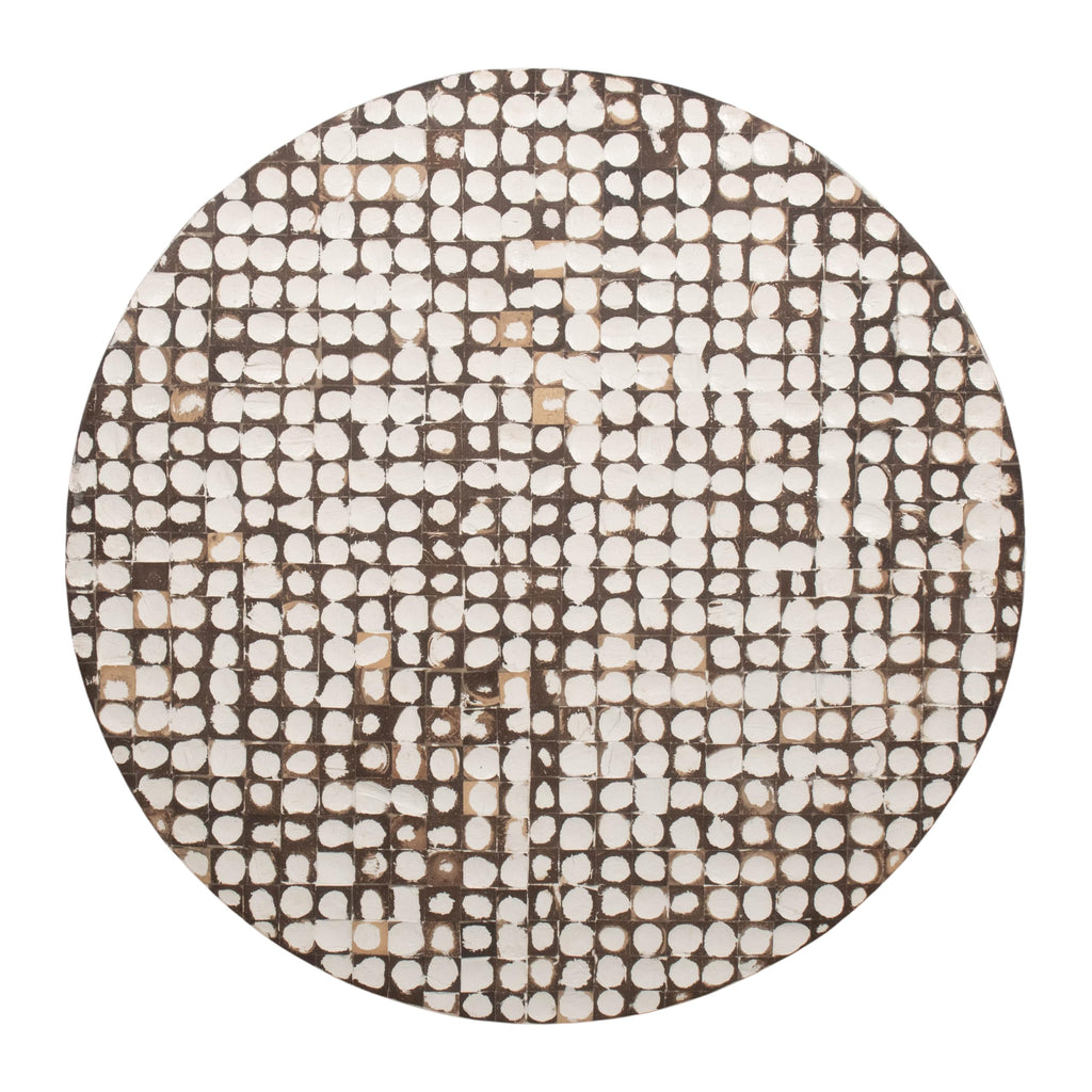 Mila White Round Coffee Table, Boho Coastal Pedestal