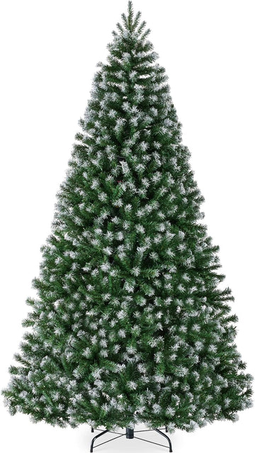 Artificial Frosted Christmas Tree, Premium Unlit Realistic Spruce Holiday Décor w/Dense Branches, Metal Base