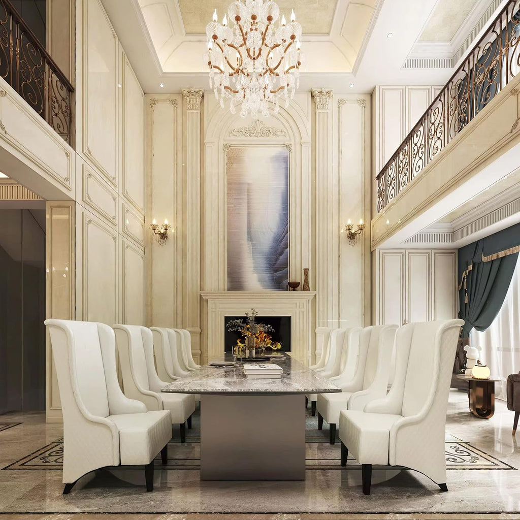 High Back Dining Chair Upholstered Wing Back Dining Chairs King Throne Royal Chair, Retro Accent Dinner Chairs
