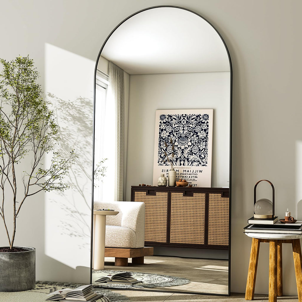 30x71 Arched Full Length Mirror, Large Full Body Floor Mirror Black