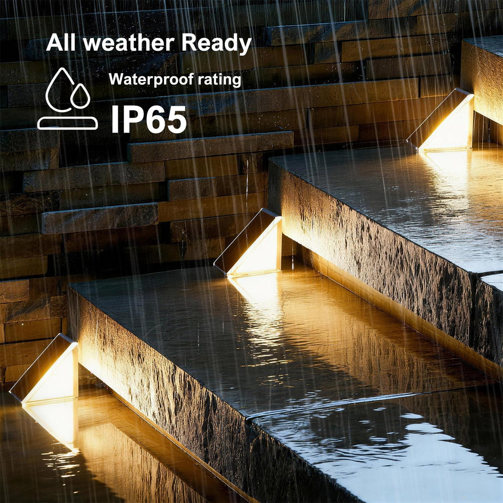 6 Pack Solar Step Lights Outdoor Waterproof, Solar Stair Lights,Gray