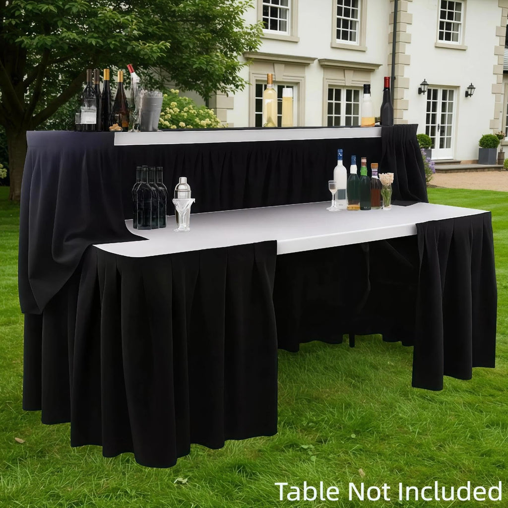 Portable Bar Top Riser Tables with Skirt, Black Skirt, 6 ft, White