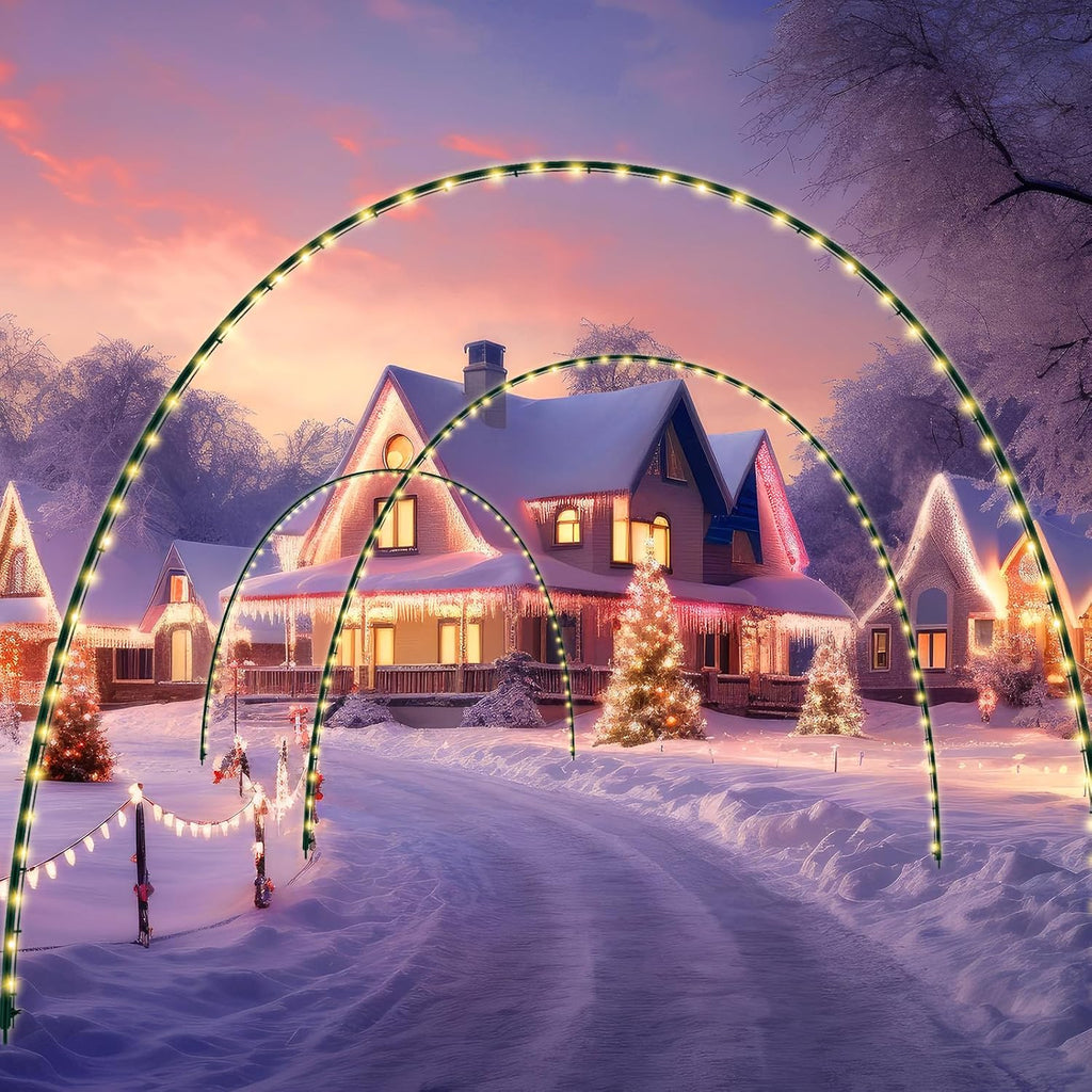 3 Pack 10ft Christmas Archway Outdoor Light Arch 8 Mode, Warm White
