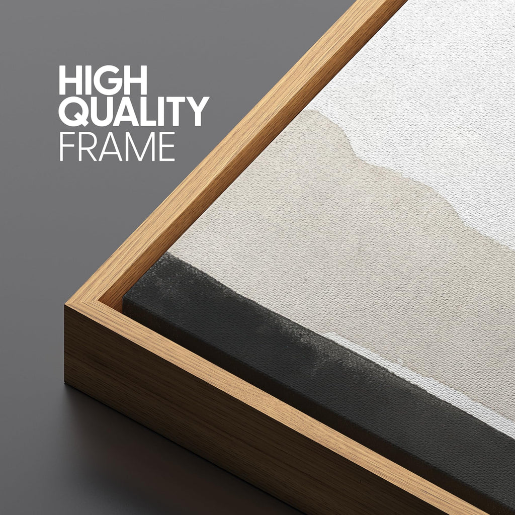 Large Framed Canvas Print Wall Art Neutral Gray Beige Abstract Brushstroke Illustrations Modern Art Relax/Calm Warm