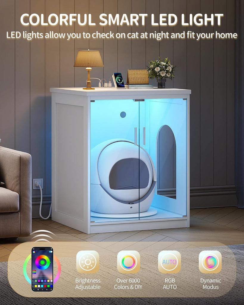 Cat Litter Box Enclosure, See Through Auto Litter Box Furniture