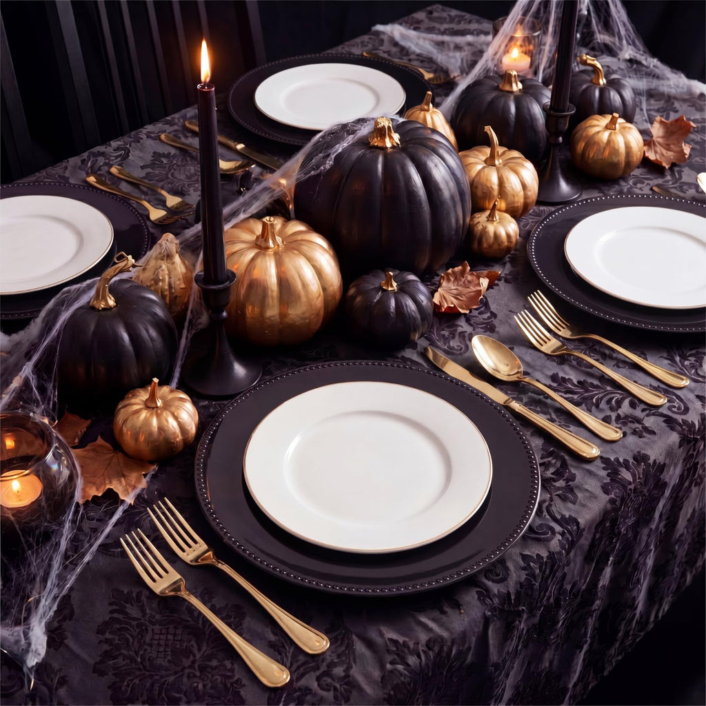 100 Pack 13 Inch Black Charger Plates with Beaded Round