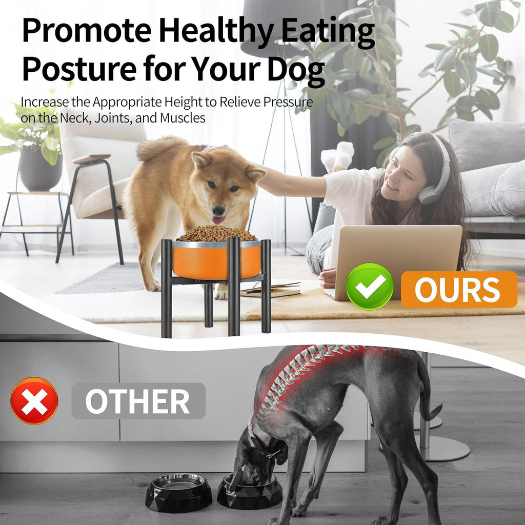 Lifted Dog Bowl Stand - Without Bowls, Single Raise Pet Food Table Adjustable Wide 6-10", Tall 8 10 12" - Bowl Stand