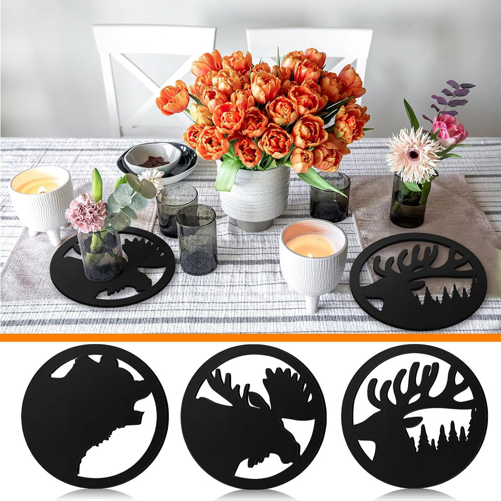 Cast Iron Trivets Cookware Black Bear Kitchen Accessories 7.87 Inch Metal Trivets for Hot Dishes Dutch Oven - Set of 3