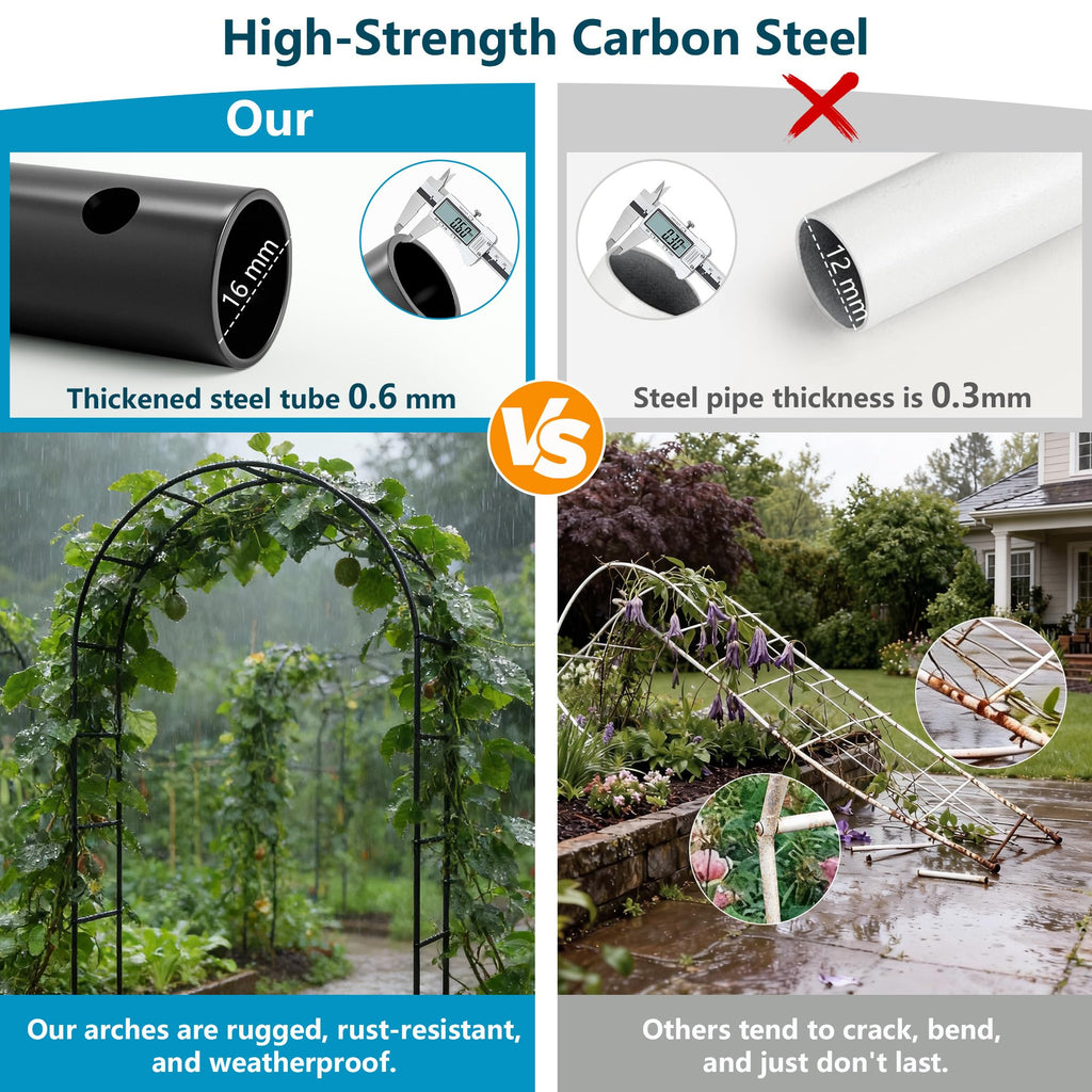 Thickened Rustproof Garden Arch Metal Trellis for Climbing Plants