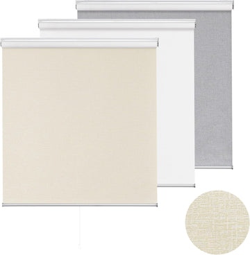 Cordless 100% Blackout Roller Shade, with Striped Jacquard, Thermal Insulated, UV Protection Fabric, Total Blackout