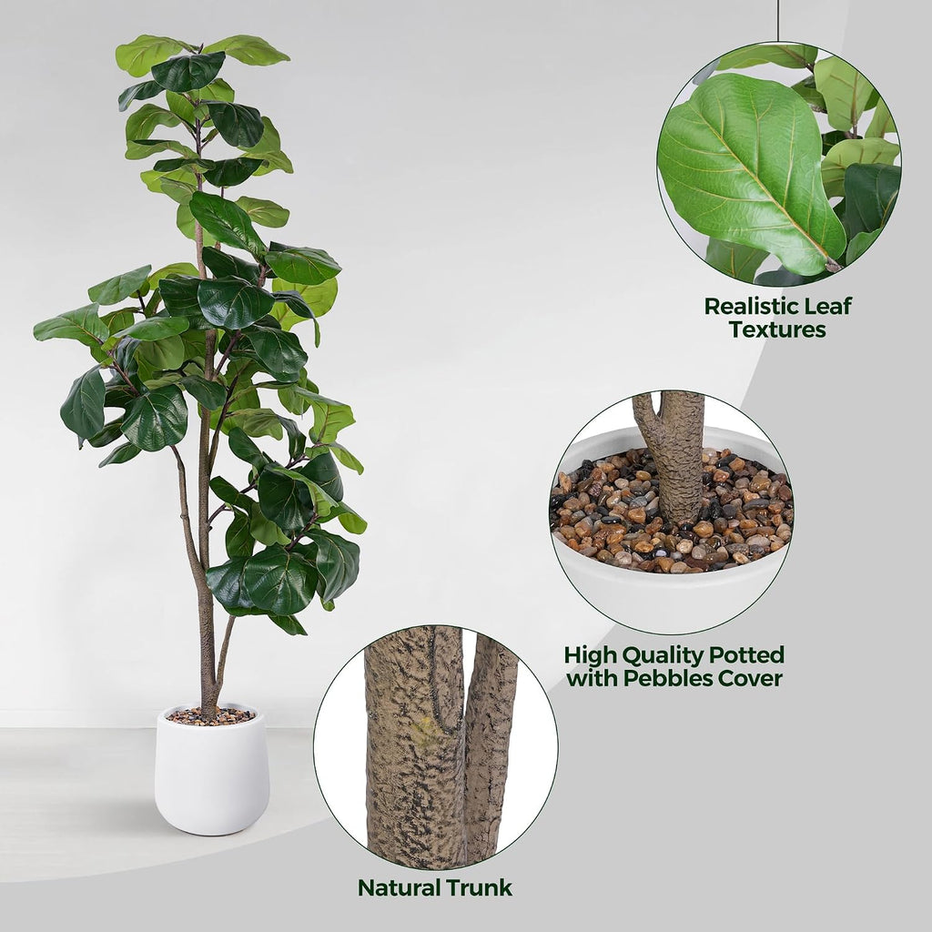 6ft Artificial Fiddle Leaf Tree Faux Plant Fake Ficus Lyrata Silk Trees