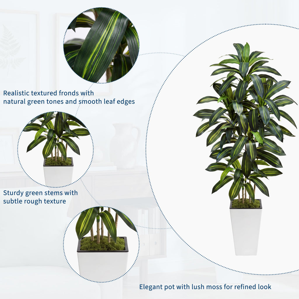Artificial Dracaena Tree with Tall Planter, 5/6/7FT Fake Plants