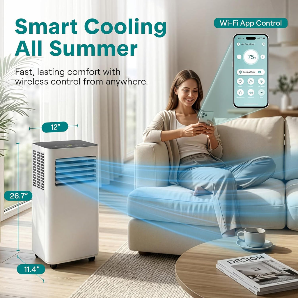 Small Air Conditioner Portable 8,000 BTU with Built-in Dehumidifier - Portable AC unit for rooms up to 350 sq ft