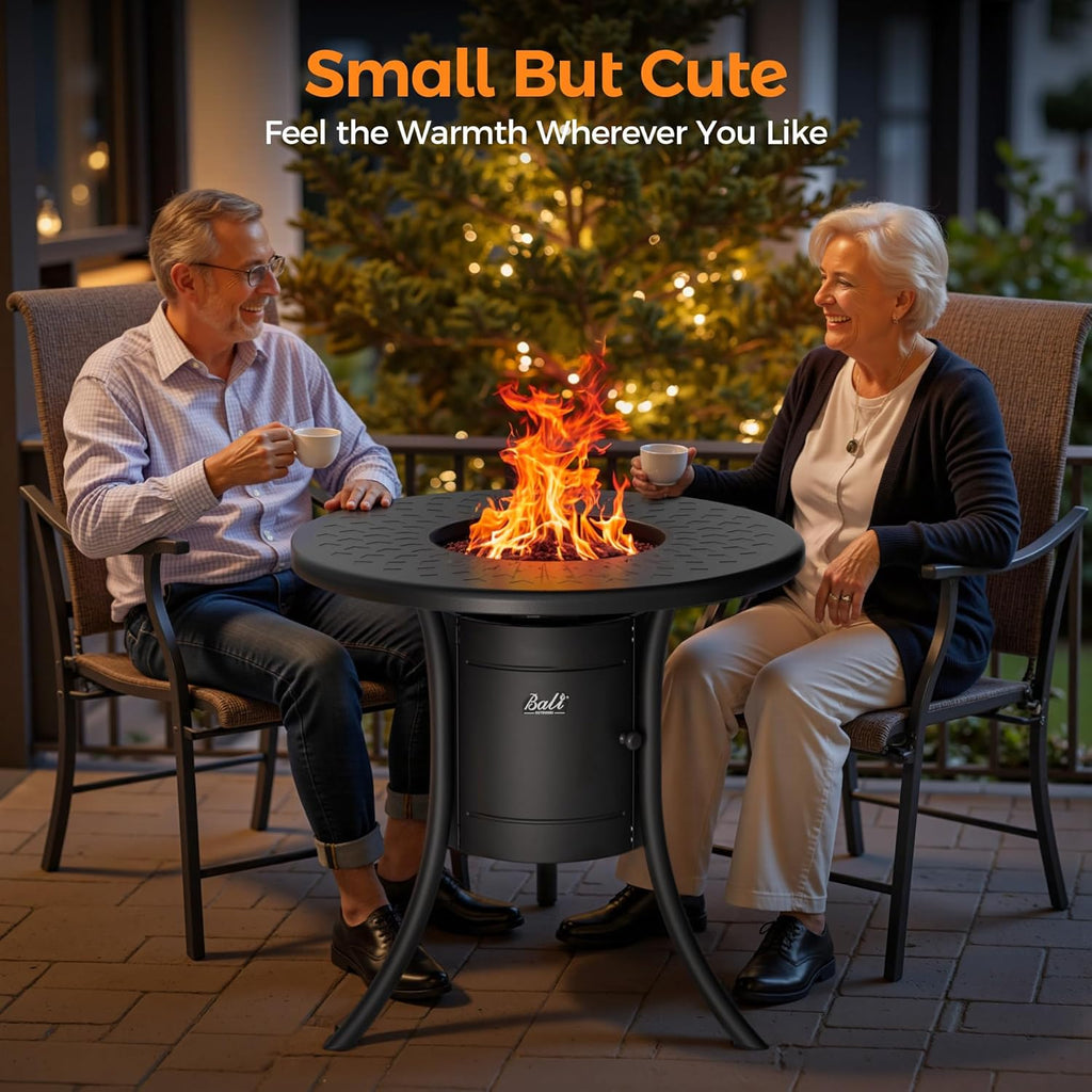 Dual 1-Pound Propane Fire Pit Outside, 26 inch Outdoor Fire Pit Black, Round Firepit Table for Outside Patio
