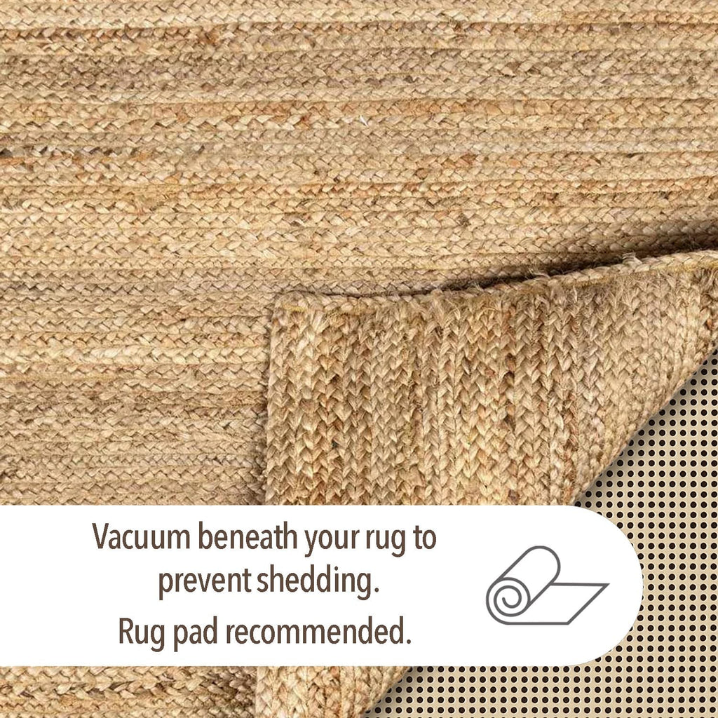 Hand Woven Natural Jute Braided Area Rug - 3x5 Feet Oval | Vintage Boho Reversible Rug , Dining Area, Entryway |