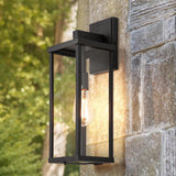 18" Classic Outdoor Wall Sconce 1 Light in Matte Black Rectangular Metal Frame and Clear Glass Shade Waterproof Porch