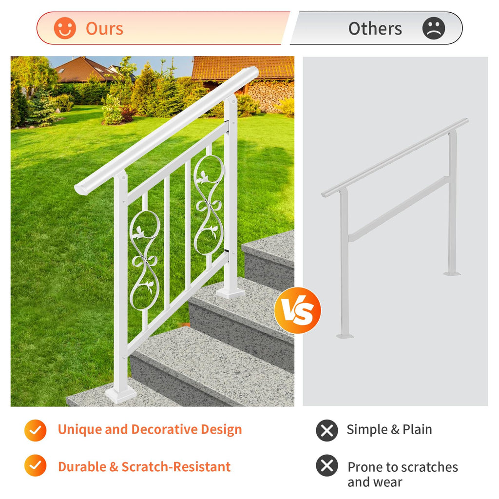 Unique Design 2 Step Hand Rails for Outdoor Steps, Adjustable