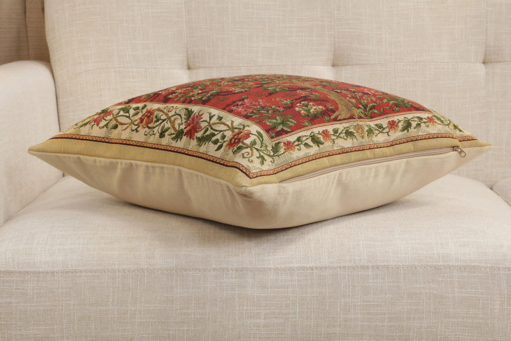 William Morris Tree of Life Red I Tapestry Throw Pillow Cover 18 x 18 in