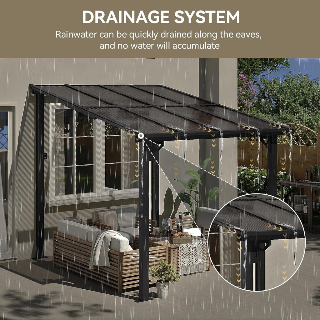 8'x10' Gazebo, Wall Mounted Gazebos Pergola on Clearance, Outdoor Patio, Large Wall-Mounted Heavy Duty Awnings, Decks