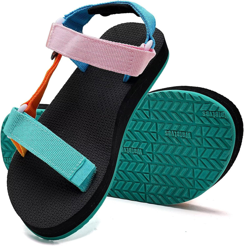 Kids Sandals Boys Girls Lightweight Non-slip Athletic Sandals with Adjustable Webbing for Hiking Walking Beach Water