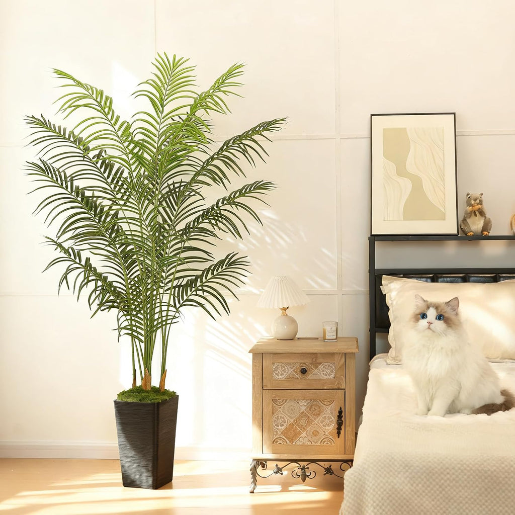 Artificial Palm Tree, 6FT Tall Fake Plant, Faux Tropical Areca Tree