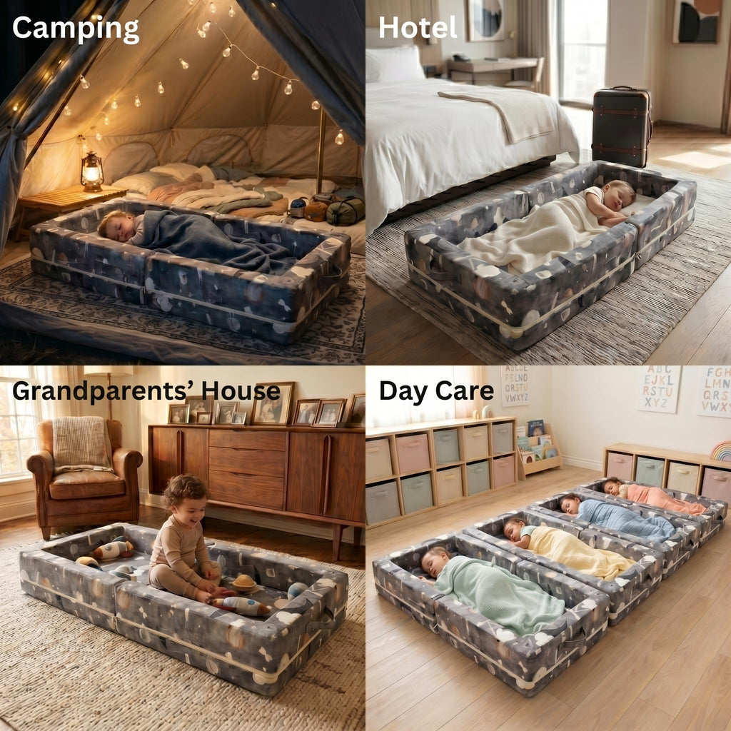 Portable Toddler Bed - Foldable Toddler Travel Bed & Folding Floor Bed for Kids/Toddlers 1-5, High-Density Foam