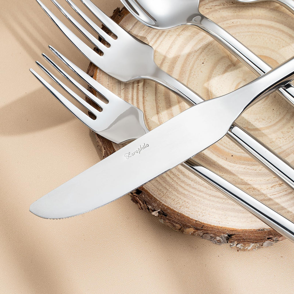 Silverware Set, Flatware Set with Hexagon Handle 20 Pieces 18/0 Stainless Steel Cutlery Set for 4 Mirror