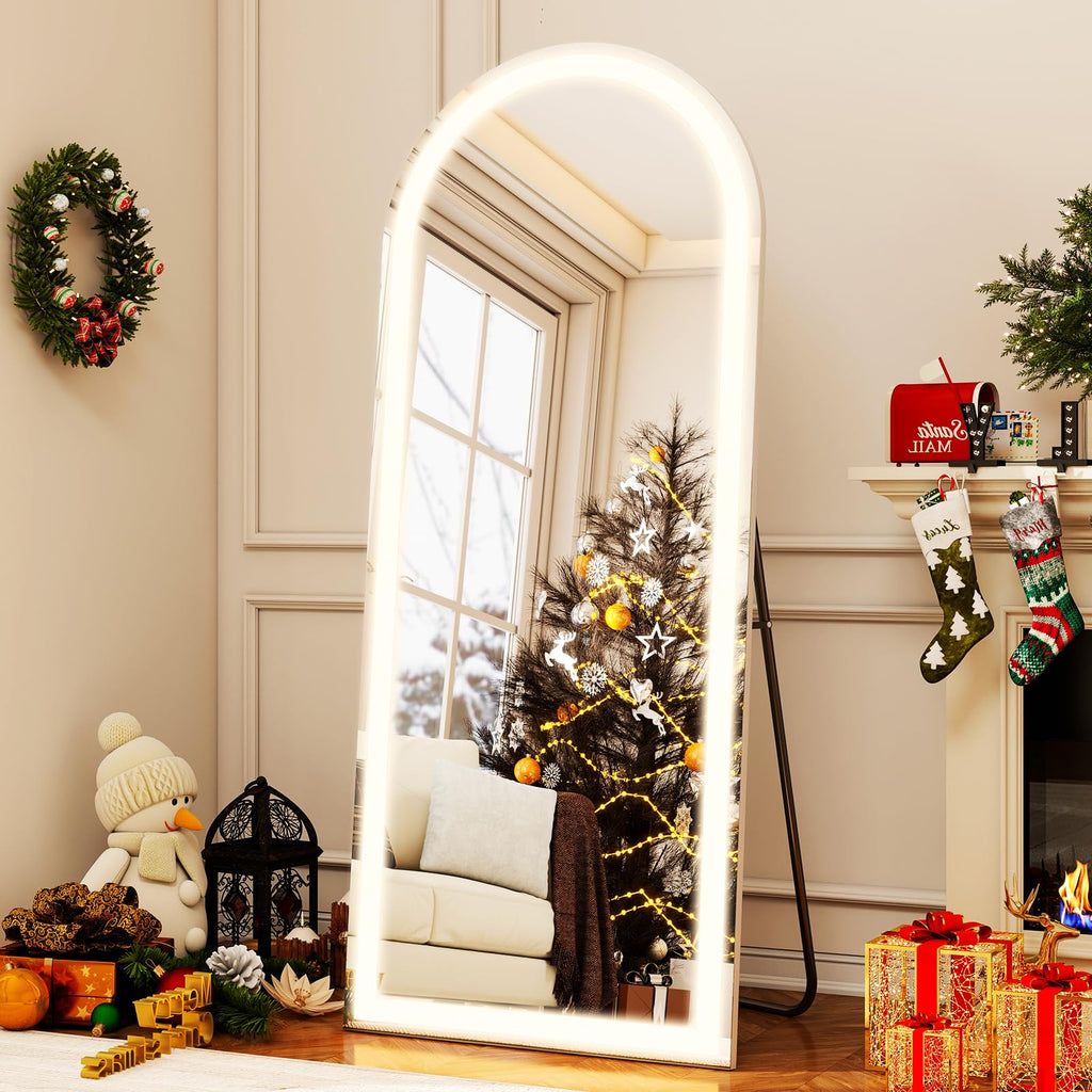 26"X68" LED Arched Full Length Mirror, Floor Mirror with Lights