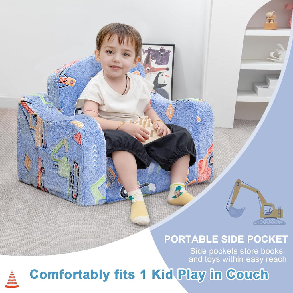 Comfy Kids Sofa Chair, in-1 Fold Out Couch with Blanket