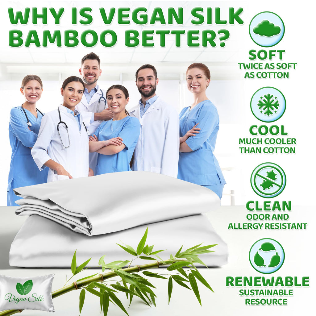 100% Viscose Derived from Bamboo Pillowcase, King Size, White, 2 PK