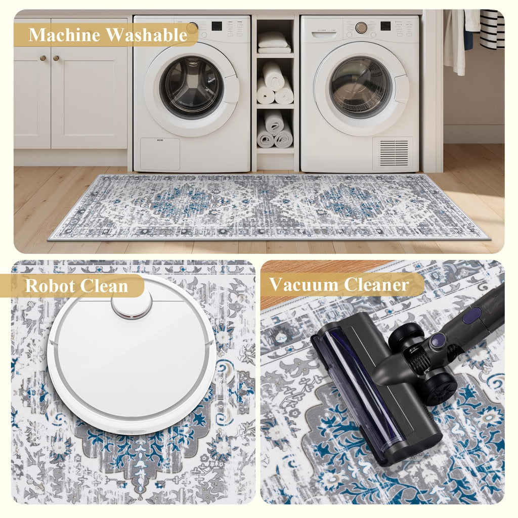 Kitchen Rugs Set 3 Piece, Non Slip Washable Kitchen Mats for Floor