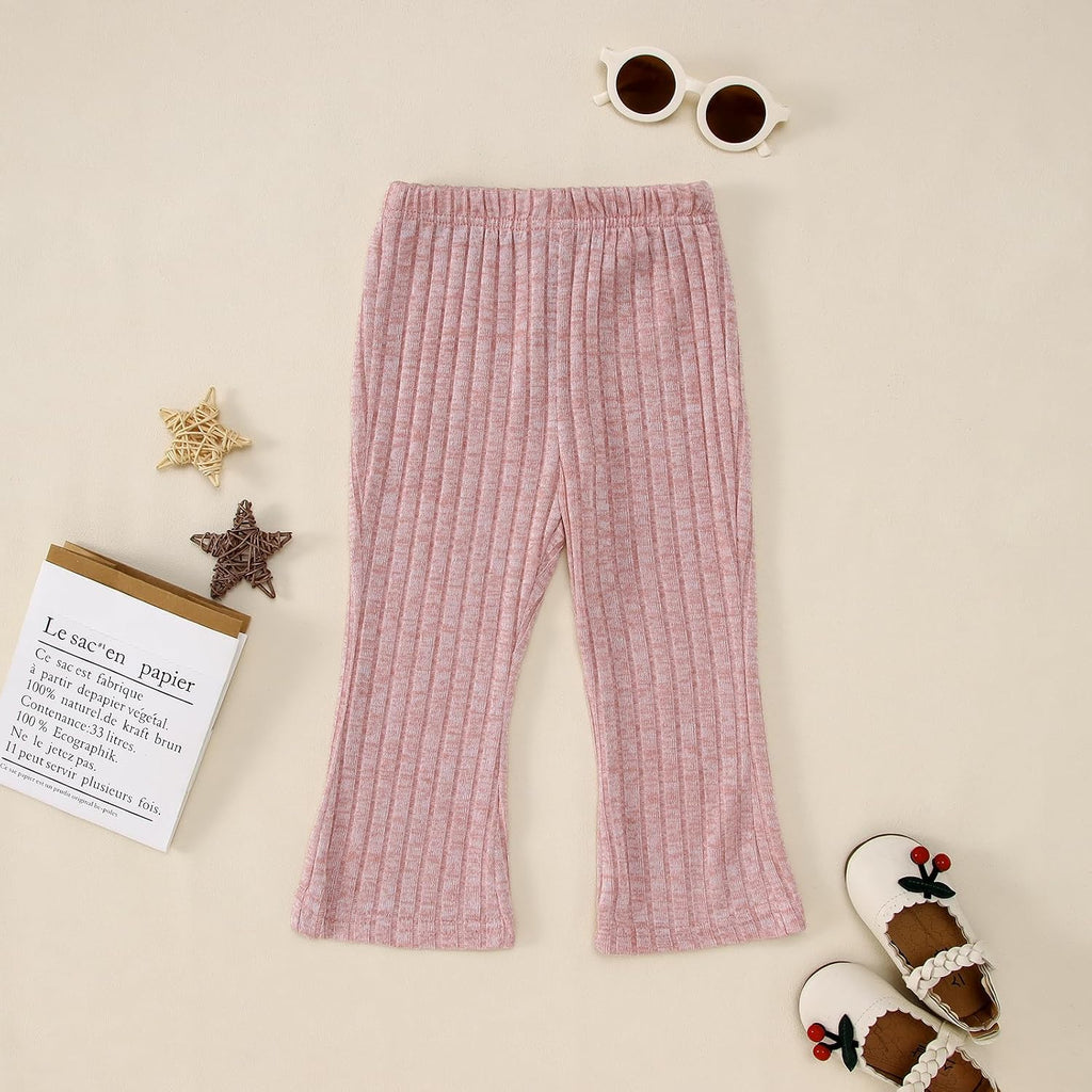 Toddler Baby Girls Clothes Set Ruffle Knit Ribbed Long Sleeve T-Shirts Tops+Pants 2Pcs Outfits Fall Winter Clothes
