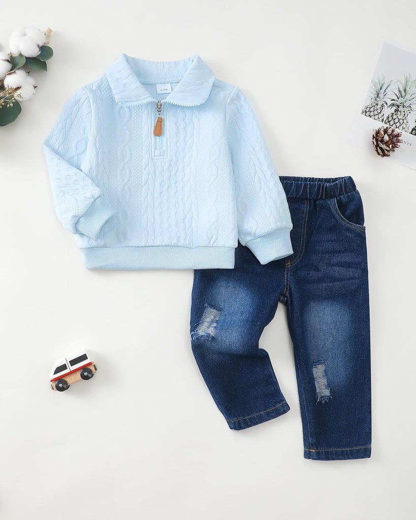 Toddler Boy Clothes - Baby Boy Jeans Outfit Fall Winter Wear