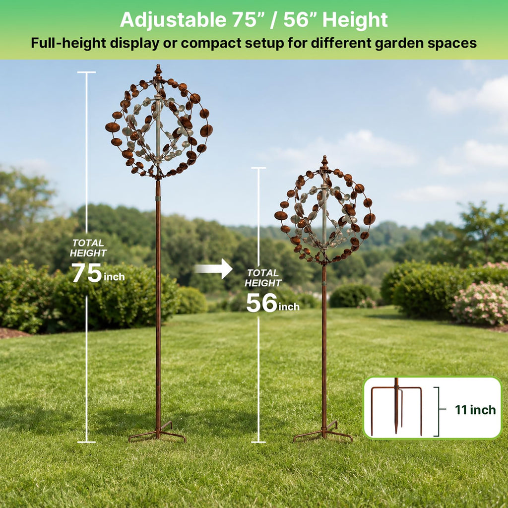 Wind Spinners Outdoor, 75" Large Metal Kinetic Wind Sculptures for Garden, 360 Degrees Swivel Yard Art with 2 Piece